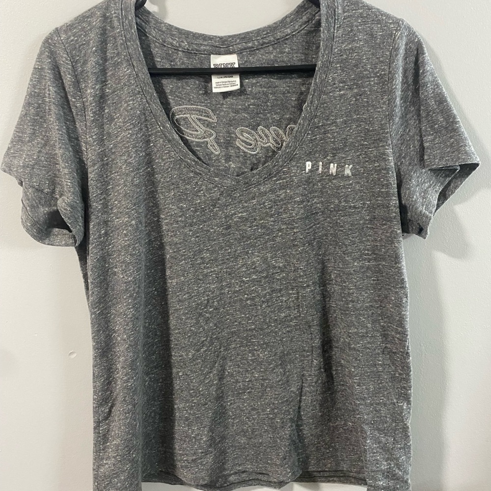 PINK Victoria's Secret Heather Gray V-Neck Tee
